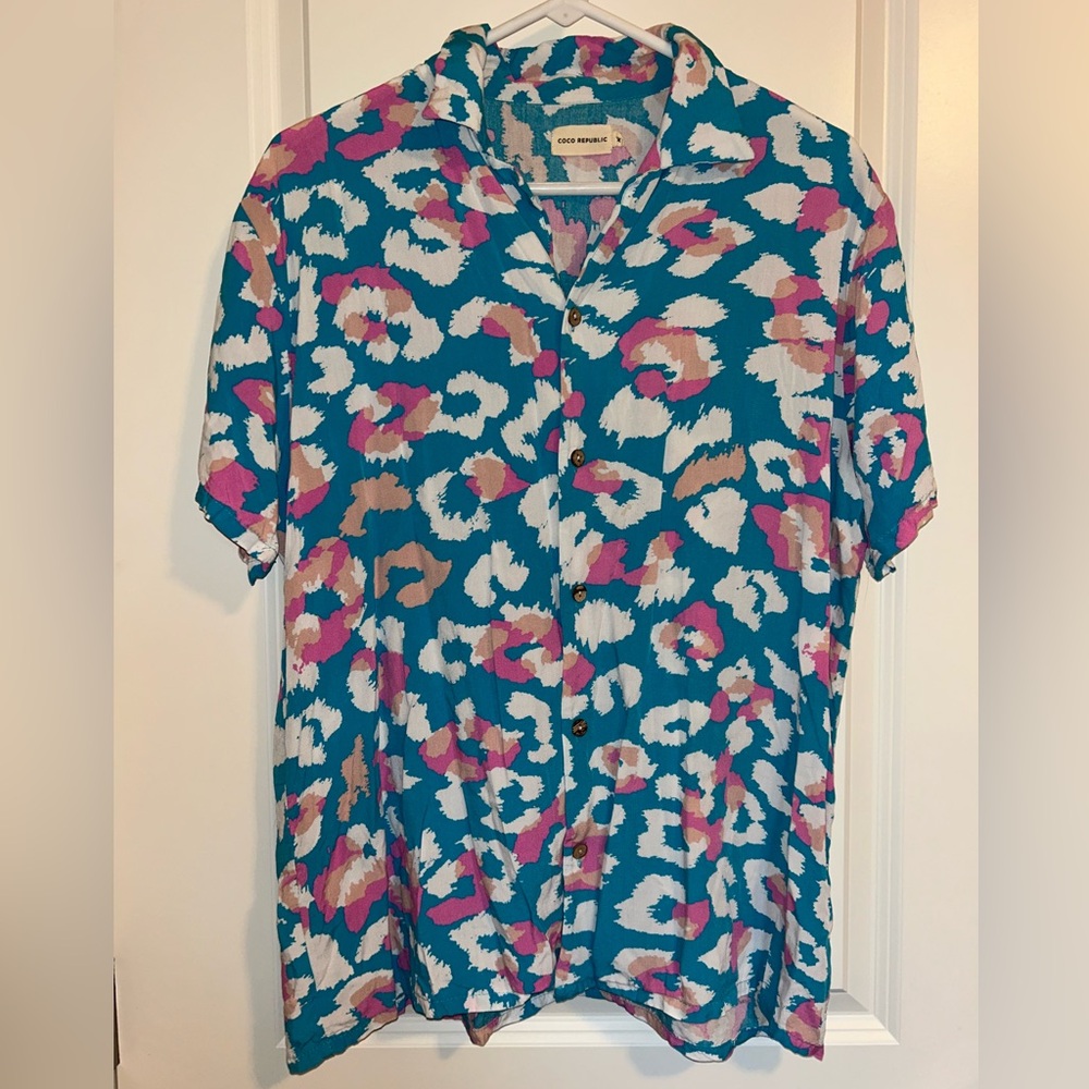 Teal Short-Sleeve Button-Down Shirt - Teal Multi